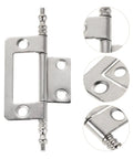 Close-up of 16 Pack Nickel Plated Small Cabinet Hinges Flush Butt Hinges For Drawer And Closet Doors DIY Friendly Easy Install Furniture Hardware Repair Kit Durable Load Bearing For Kitchen Bedroom And Office showcasing the hinge design and nickel plating.
