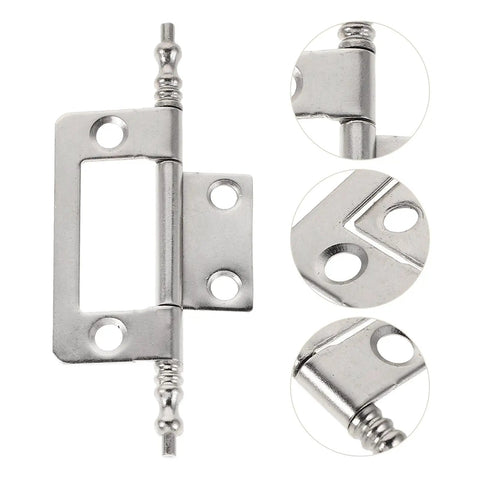 Close-up of 16 Pack Nickel Plated Small Cabinet Hinges Flush Butt Hinges For Drawer And Closet Doors DIY Friendly Easy Install Furniture Hardware Repair Kit Durable Load Bearing For Kitchen Bedroom And Office showcasing the hinge design and nickel plating.
