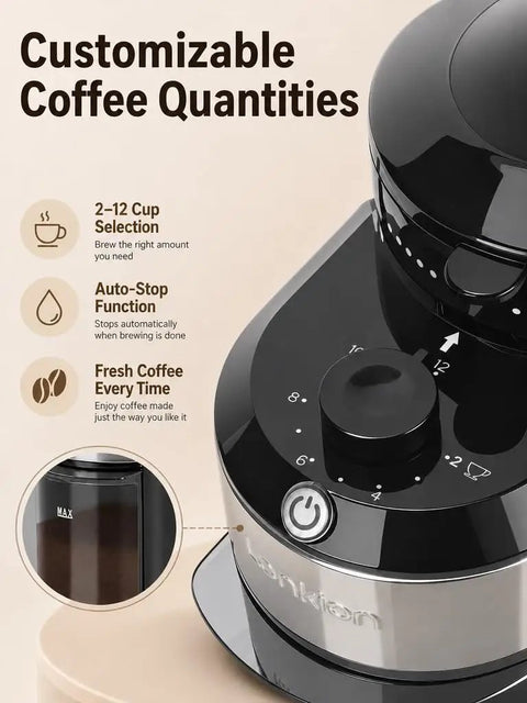 Premium Electric Burr Coffee Grinder With 28 Precision Settings And Anti Static Build powers through espresso with customizable brew quantities.