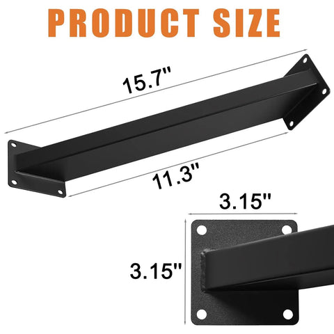 Detailed view of Heavy Duty 45 Degree Angle Corner Brackets For Wood Structures And Outdoor Projects With Rust Resistant Carbon Steel Black Powder Coat Ideal For Gazebos Treehouses Cabins And Patios DIY Kit Two Pieces showing dimensions.