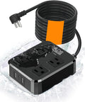 Outdoor Weatherproof Power Strip With 4 Wide Outlets And 3 USB Ports 10Ft Extension Cord Wall Mountable Surge Protector