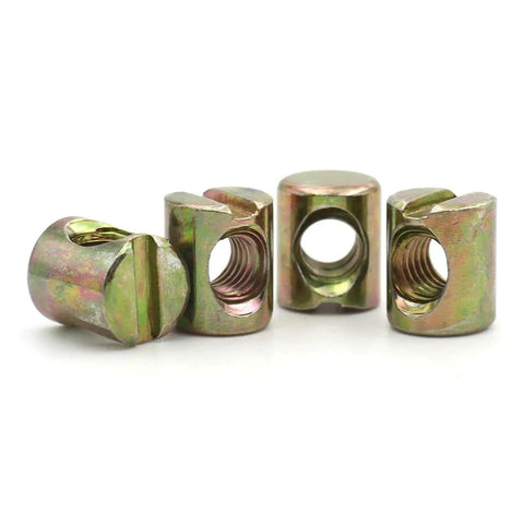 M6 and M8 Barrel Bolts With Hammer Embedded Nuts Cross Dowels Slotted Fittings For Beds Cribs And Chairs With Horizontal Hole 10 20 50 Pieces M8x15mm Hardware Set showing zinc-plated dowels