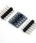 10 Pack 4 Channel IIC I2C Logic Level Converter Bi Directional 3.3V To 5V Shifter Module For Arduino And Microcontrollers Safe Bidirectional Level Shifting For I2C And GPIO Signals showing connectors and module.