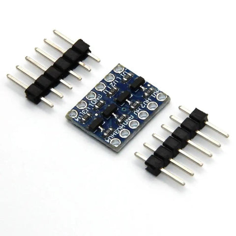 10 Pack 4 Channel IIC I2C Logic Level Converter Bi Directional 3.3V To 5V Shifter Module For Arduino And Microcontrollers Safe Bidirectional Level Shifting For I2C And GPIO Signals showing connectors and module.
