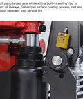 Close-up of Powerful Full Electric Pallet Jack 4400 Lb Capacity oil pump showing sealing ring and galvanized surface for rust resistance.