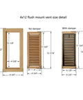 White Oak Wood Floor Register 4x12 Inch Unfinished Flush Mount Vent With Damper Durable Frame Easy Install size detail image