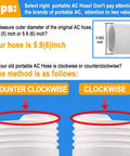 5.9 Inch To 6 Inch Portable AC Exhaust Hose, 78.7 Inch Length Universal Replacement With Counterclockwise Thread, Fits Most Portable Air Conditioners diagram