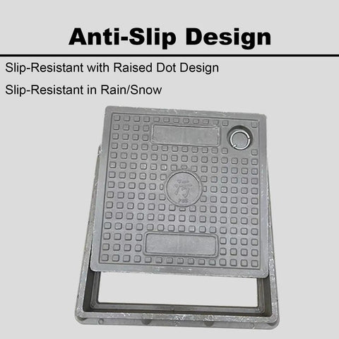 Durable Resin Sewer Manhole Cover And Frame With Easy Lift Handle For Garden Yard And Lawn Weather Resistant Plastic Access Hatch 40 By 40 Cm Easy Drainage Solution For Inspection And Maintenance
