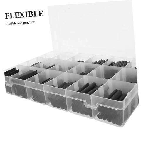 Grab This Insane Heat Shrink Tubing Polyolefin Kit For 900 Black Cables And Wiring To Keep Your Electric Gear Looking Fresh And Protected From Damage. Assortment box of black polyolefin heat shrink tubing, 900-piece kit, flexible and practical