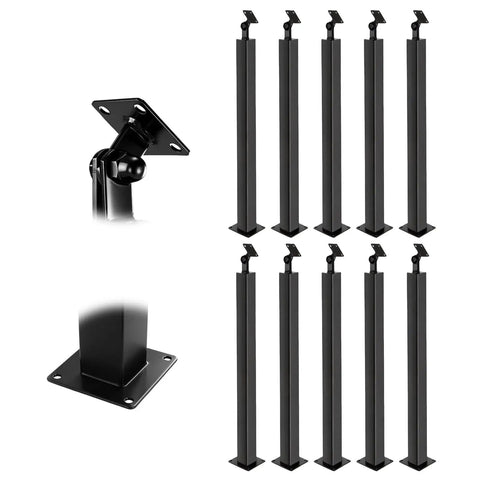 Heavy Duty Holeless Railing Post For Deck Porch Upgrade Hella Sturdy Matte Black Iron Baluster With 270 Degree Swivel Mounting