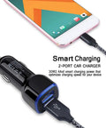 Heavy Duty Type C Fast Car Charger With Included Cable For Samsung And Android Devices Quick Cigarette Lighter Adapter Plug connected to smartphone.