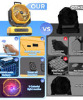 Comparison of 30,000mAh Portable Camping Fan With RGB Lantern Rechargeable Battery and competitor fan, highlighting features.
