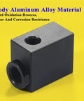 Solid QE 04 Pneumatic Air Quick Exhaust Valve Made From Durable Aluminum For Fast Air Tool Action And Smooth Compressed Gas Flow On Any Setup, showing black aluminum body with threaded holes.