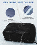 Men's Dopp Kit Toiletry Bag With PU Leather Travel Organizer Featuring Detachable Waterproof Hanging Pouch Open Flat Shaving Kit