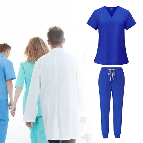 Womens Nurse Scrubs Set Royal Blue Top And Jogger Pants Machine Washable Workwear For Spa Beauty Clinics Pet Grooming And Healthcare Pros Easy Care XL