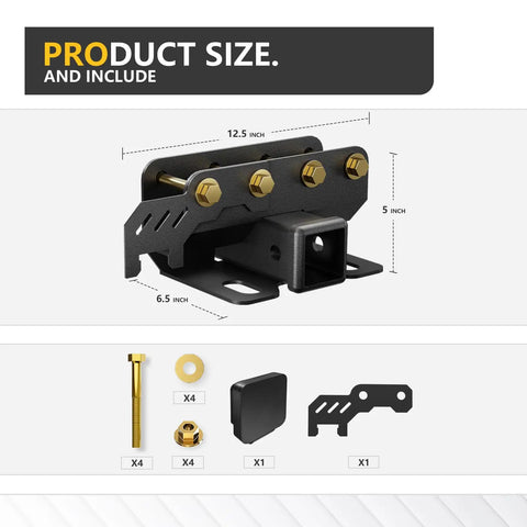 Beefed Up Tow Hitch Receiver 2 Inch For Ford Bronco 2021 2022 2023 2024 2025 2026 2 Door 4 Door dimensions and kit components