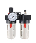 Pneumatic Filter Regulator Duplex With Automatic Drain For Air Compressors Tough As Nails FRL Combo With Copper Filter Easy Install