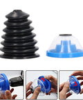 Gotta Keep Your Job Site Clean With This Heavy Duty Electric Hammer Dust Cover And Drywall Dust Collector Made From Rugged Abs Plastic To Snag All That Pesky Dust Before It Creates A Huge Mess For Power Tool Crews, featuring black and blue dust cover components.