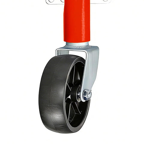Torin 1000 lb trailer jack with wheel; red post, bolt-on tongue mount, 10-inch wheel for RV/boat trailers.