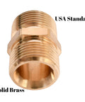 Brass M22 male-to-male pressure washer coupler for hose extension