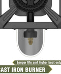 Cast iron section of 100,000 BTU High Pressure Propane Burner Stove With Heat Shield Guard for outdoor cooking and turkey fry.