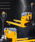 Top Tier Heavy Duty Electric Pallet Jack With 4400 Lb Capacity And 48V Lithium Battery, featuring 1200W motor and solid tires for indoor moves.