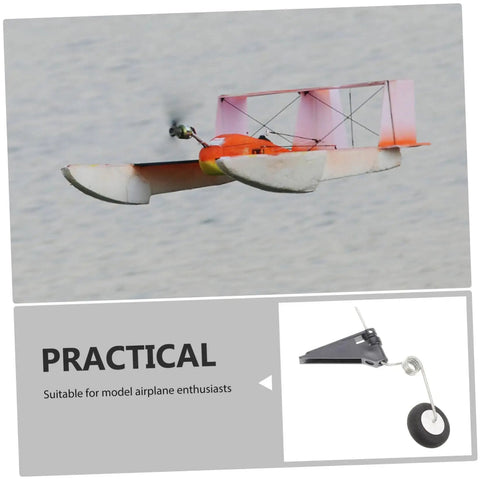 RC Plane Landing Gear Kit With Durable Wheels And Accessories For Stable Takeoffs And Landings in flight and tail wheel close-up