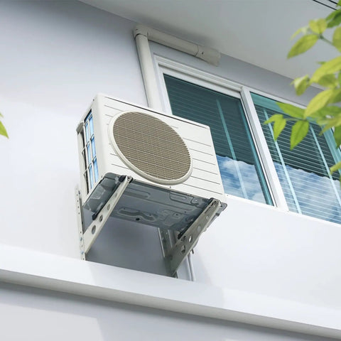 Decorative PVC Line Set Cover Kit For Ductless Mini Split AC And Heat Pumps, mounted on wall, outdoor installation