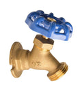 Heavy Duty Solid Brass Garden Hose Valve With Drip Free Shut Off And Knockout Durability For Yard Irrigation No Fuss 1/2 Inch FNPT To 3/4 Inch MNH Adapter, blue handle