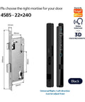 Slick Real Time Intercom Smart Door Lock With Hella Secure 3D Face Recognition And Quick Fingerprint Unlock Straight Up Wireless Smart Lock Featuring No Sweat Tuya App Setup In Glossy Black, showing dimensions and design.