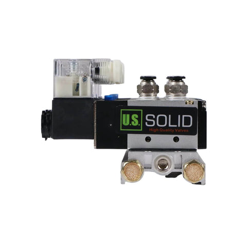 4V210-08 Six Valve Pneumatic Solenoid Valves With 1/4 Inch NPT Threads 2 Position 5 Way On A Compact Manifold Base DC 24V