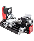 HUSHHAAMPP 12V Mini Lathe Machine High Speed Motor Turning Tool For Wood Plastic Soft Metal DIY Hobby Project 20M RPM Bench Top Craft Gear with motor and carriage.