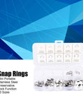 Box of 120 Piece Stainless Steel Snap Ring Set For Shaft Positioning And Engine Piston Connecting Rods E Type Retaining Rings