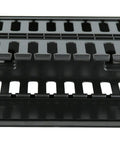 Black 2U Horizontal Double Sided Finger Duct Cable Manager For 19 Inch Rack Mount With 12 Slots Each Side and Plastic Cover