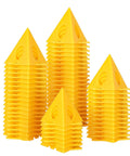 Premium Solid Gold 36 Piece Painters Pyramid Stands For Cabinet Doors And Furniture Risers stacked yellow cone tripods.