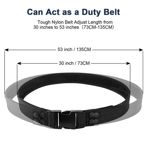 Police Security Modular Duty Belt Loadout adjustable nylon belt 30 to 53 inches, black, side view