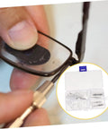 Using All In One DIY Eyeglass Repair Tools Kit With Nose Pad Screws And Maintenance Gear for fixing glasses, storage case visible