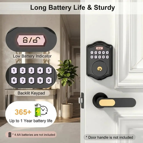 Keyless Entry Door Lock With Electronic Keypad And Voice Guidance Smart Deadbolt Auto Lock Anti Peeping Password Backlit Display No Sweat Home Install For Front Doors