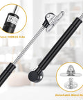 Close-up of 30 Pack 10 Inch Gas Struts For Cabinets And Doors With Soft Open Pneumatic Lift For RV Boat Hatch Furniture Lids 100N 22.5lb Heavy Duty Props Includes 29mm Mounts And 49 By 13 Mm Brackets.