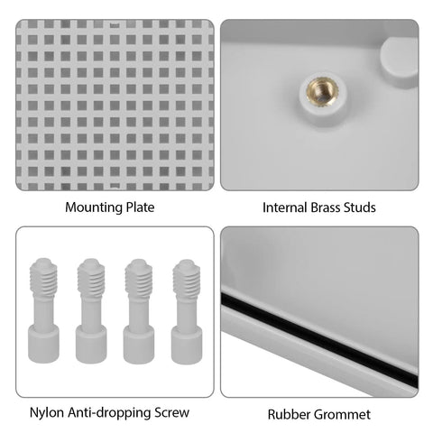 Components of the Outdoor IP67 Waterproof Junction Box With Mounting Plate, Weatherproof ABS Project Box 3.9 x 3.9 x 3 Inches