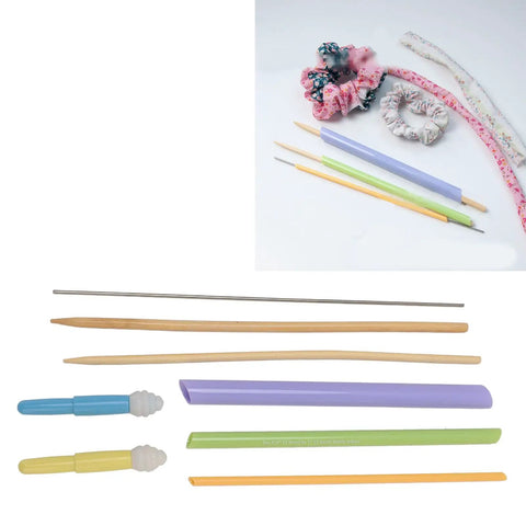 Fabric Tube Turner Set With Assorted Sizes, Quick Turn Tools For Sewing And Crafting, Includes 2 Piece Mini Thread Removers For Seam Removal And Easy Threading; assorted fabric turners and seam tools