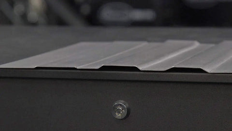 Close-up of a metal panel with ribs shaped using Heavy Duty Bead Roller 8 Inch With 22mm Shaft For Metal Fabrication Create Panel Ribs And Shape Edges