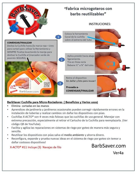 Drip Irrigation Cutter Tool For One Quarter Inch Micro-Drip Tubing Quick Safe Slice To Remove Barbed Fittings And Reuse Emitters Drippers