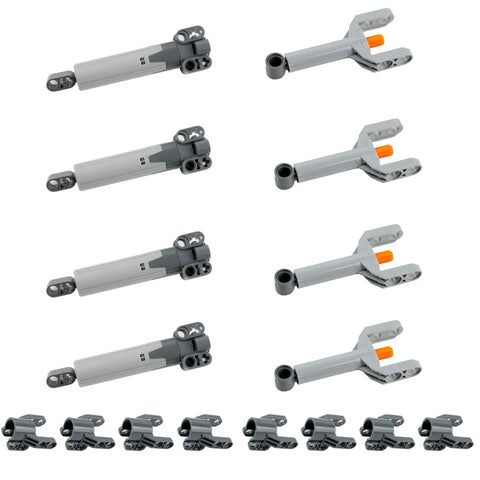 16-Piece Pneumatic Tech Parts Kit With Linear Actuator And Hydraulic Pump, Push Rods And Connectors For MOC Robots And Car DIY Engineering Projects