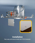 Installation of Six Pack 6 Inch Recessed Lighting Housing For New Construction Air Tight IC Rated Hardwired 120 277V TP24 Connector
