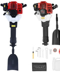 Powerful 52Cc Two Stroke Trench Digger with shovel, toolkit, and accessories for garden and farm projects.