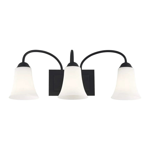 Ridgedale 3 Light Bath Vanity Fixture In Matte Black Finish Transitional Design With Clean Classic Lines Steel Construction 23.5 X 7.5 X 9 Inches