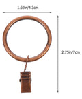 Single piece from 50 Pieces Vintage Bronze Shower Curtain Hooks With Hanging Clips And Glide Rings For Bathroom, shown with measurements.