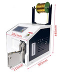Heavy Duty Semi-Automatic Cable Tie Gun Machine For Professional Wire Harness Sealing And Strapping Bundles Up To 30 Mm showing side view with dimensions.
