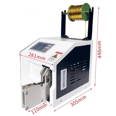 Heavy Duty Semi-Automatic Cable Tie Gun Machine For Professional Wire Harness Sealing And Strapping Bundles Up To 30 Mm showing side view with dimensions.